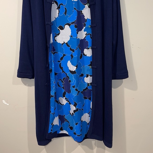 Shanghai Tang Long Navy Blue Silk Cardigan - Women’s Size XL - Picture 6 of 12